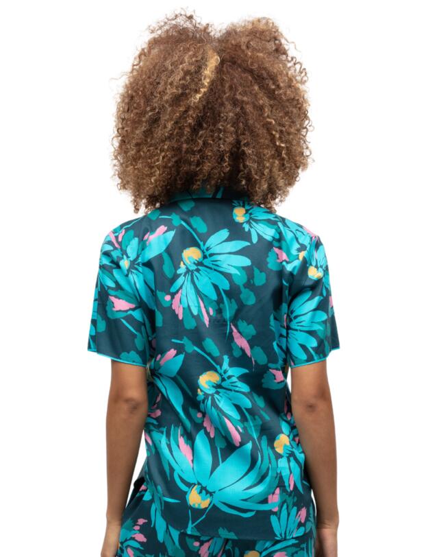 Cyberjammies Cove Pyjama Top Teal Floral Print