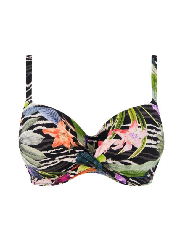 Fantasie Maldives Underwired Full Cup Bikini Top Black Tropical 