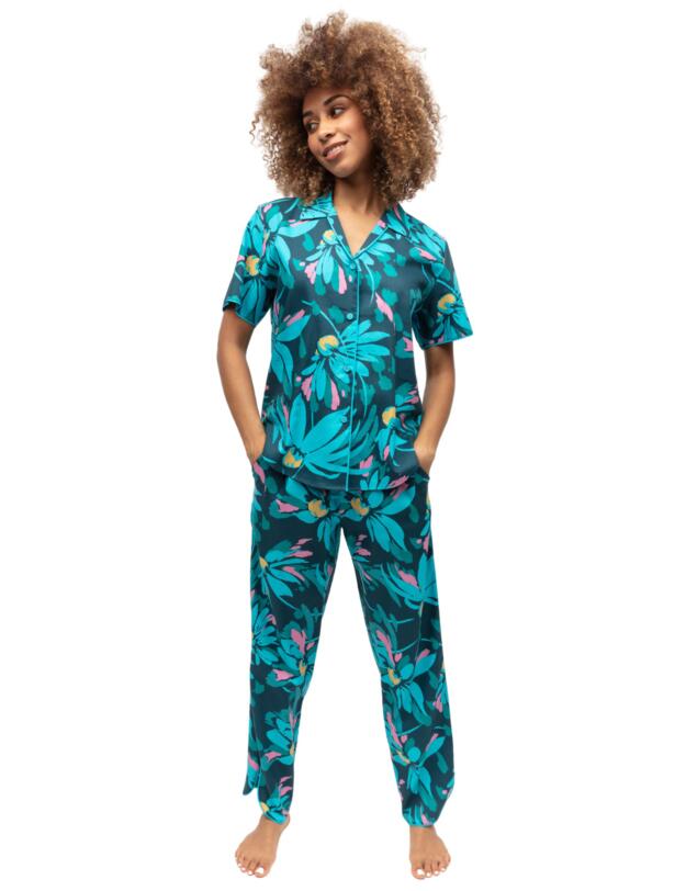 Cyberjammies Cove Pyjama Bottoms Teal Floral Print