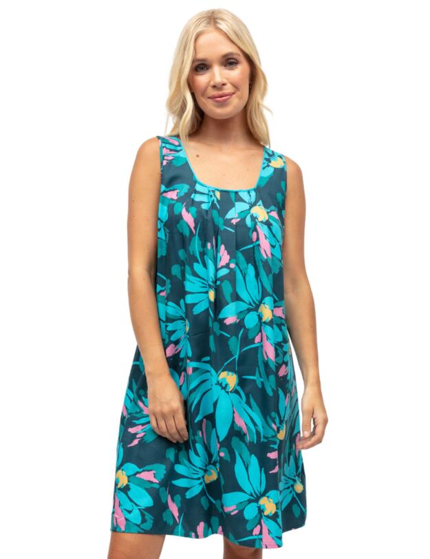 Cyberjammies Cove Short Nightdress Teal Floral Print