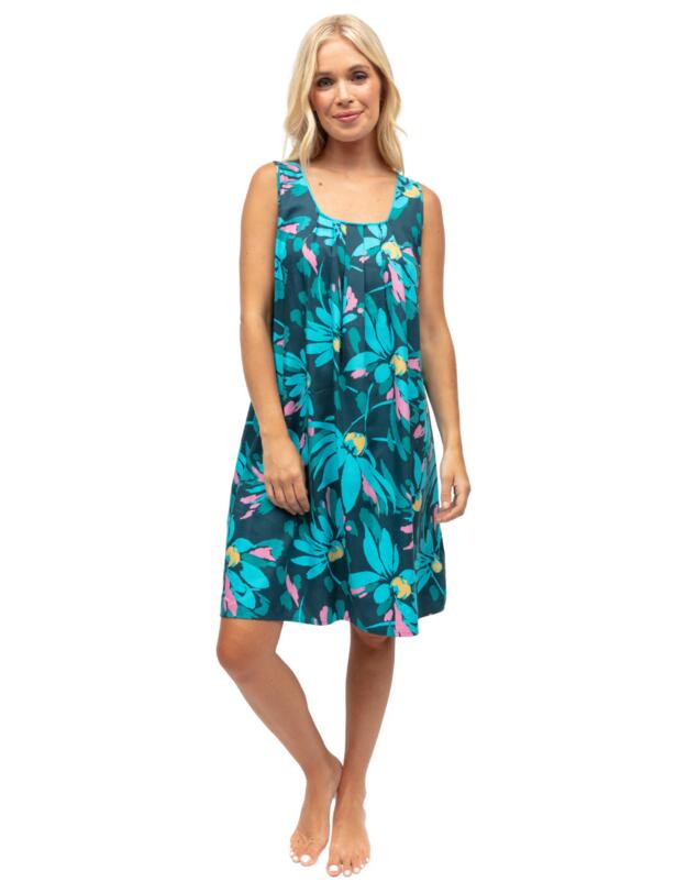 Cyberjammies Cove Short Nightdress Teal Floral Print