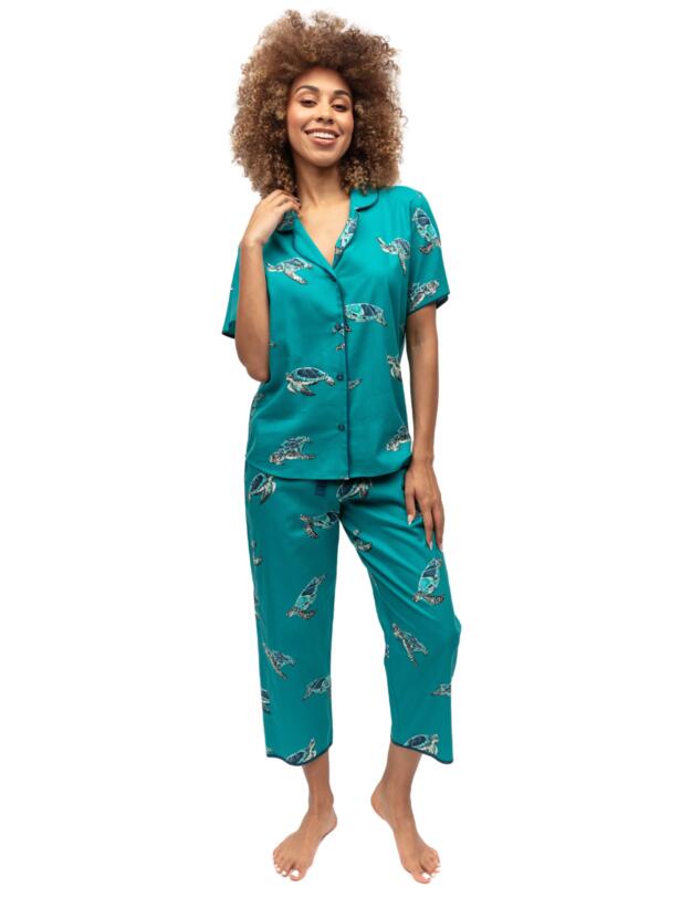 Cyberjammies Cove Pyjama Top Green Turtle Print
