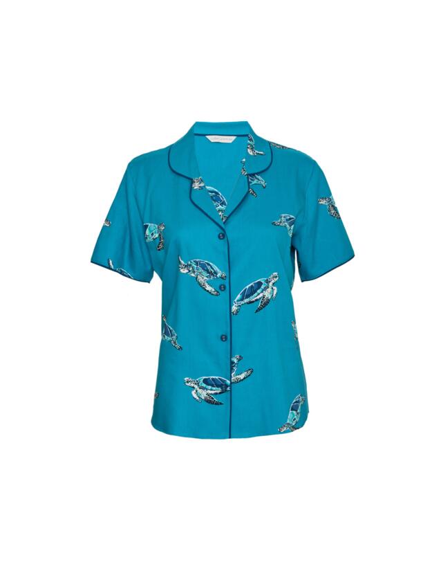 Cyberjammies Cove Pyjama Top Green Turtle Print