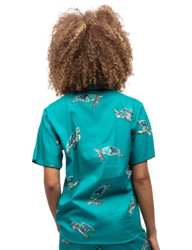 Cyberjammies Cove Pyjama Top Green Turtle Print
