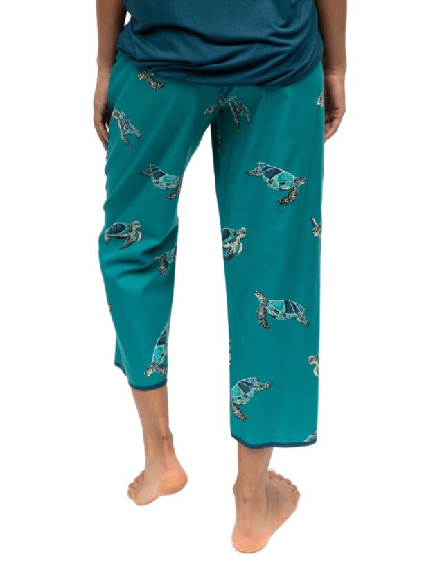 Cyberjammies Cove Cropped Pyjama Bottoms Green Turtle Print