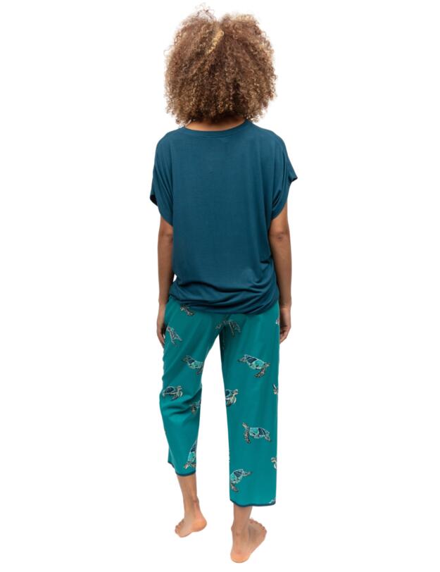 Cyberjammies Cove Cropped Pyjama Bottoms Green Turtle Print