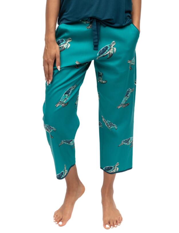 Cyberjammies Cove Cropped Pyjama Bottoms Green Turtle Print
