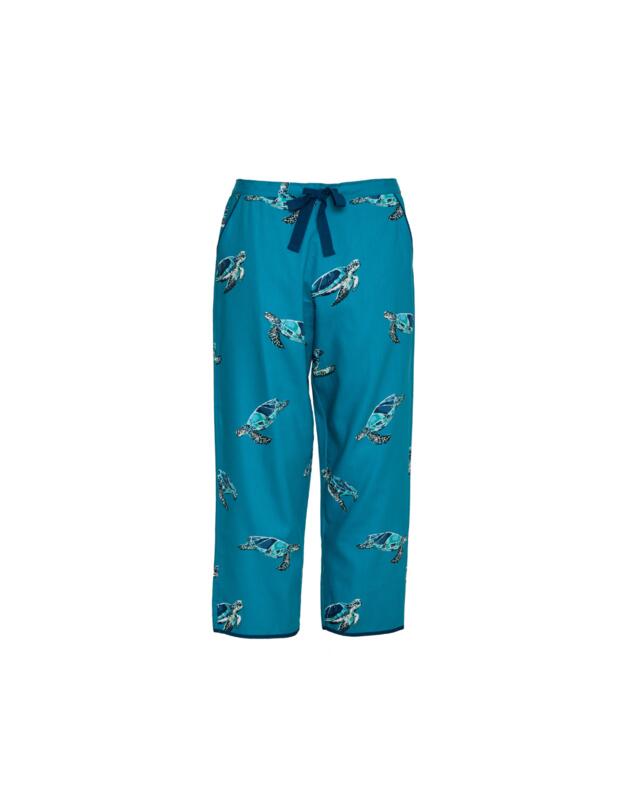 Cyberjammies Cove Cropped Pyjama Bottoms Green Turtle Print