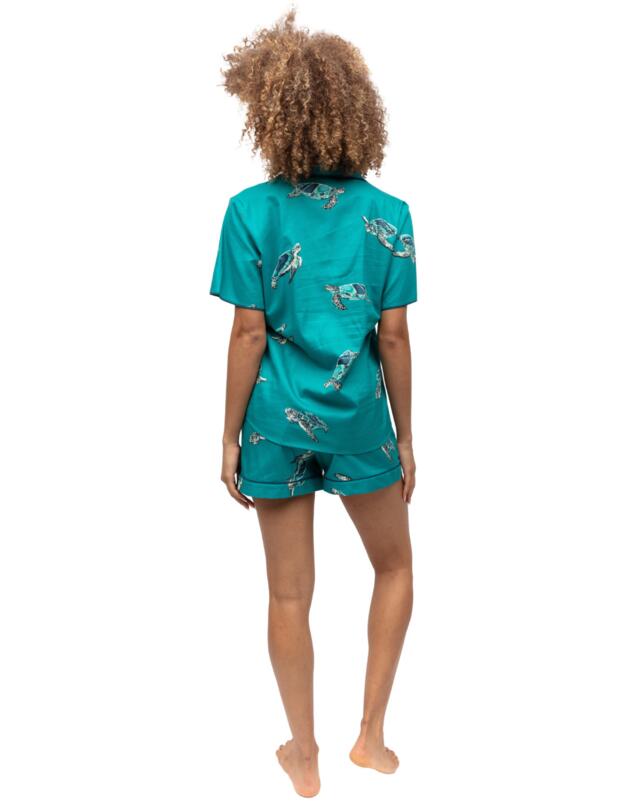 Cyberjammies Cove Shorts Green Turtle Print