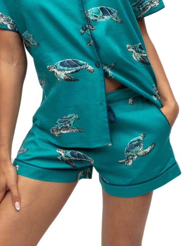 Cyberjammies Cove Shorts Green Turtle Print