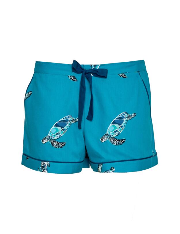 Cyberjammies Cove Shorts Green Turtle Print