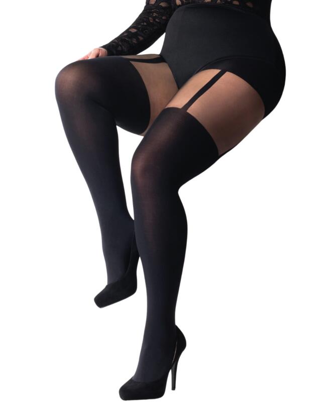 Pretty Polly Curves Suspender Tights Black 