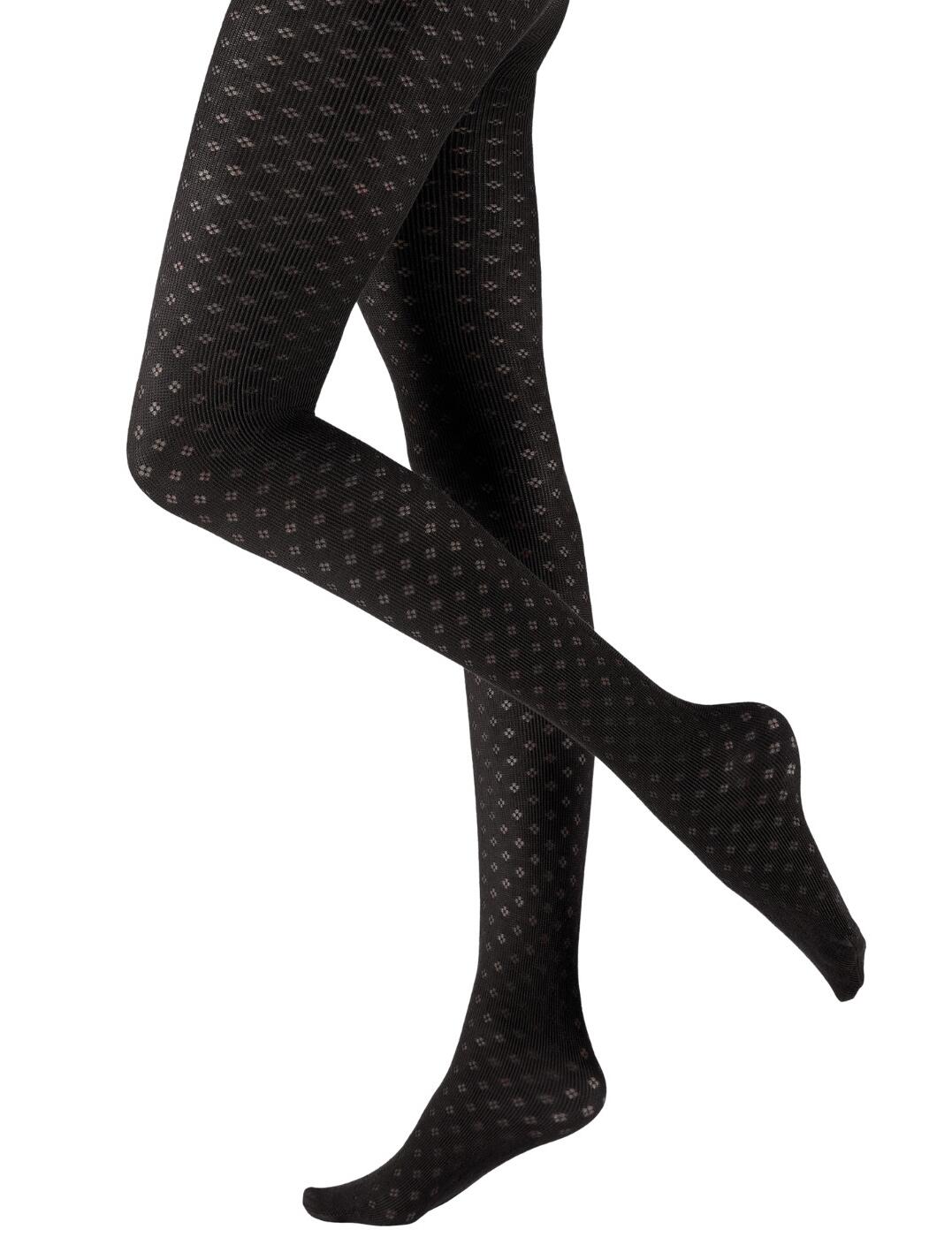 Pretty Polly Knitted Small Diamond Flower Tights Black