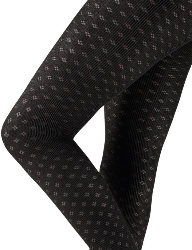 Pretty Polly Knitted Small Diamond Flower Tights Black