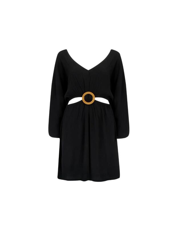 Pour Moi EcoVero Cut Out Crinkle O Ring Cover Up Black