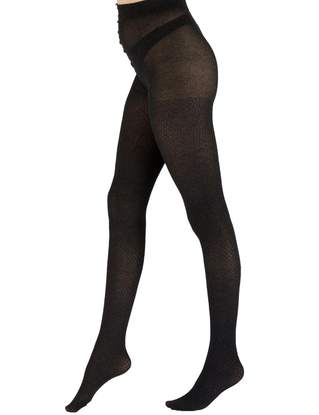 Pretty Polly Knitted Small Diamond Tights Charcoal 