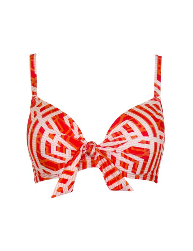 Pour Moi Casablanca Lightly Padded Underwired Front Tie Top Orange 