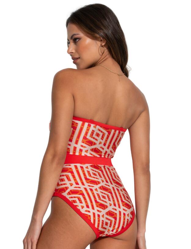 Pour Moi Casablanca Removable Straps Belted Tummy Control Swimsuit Orange 