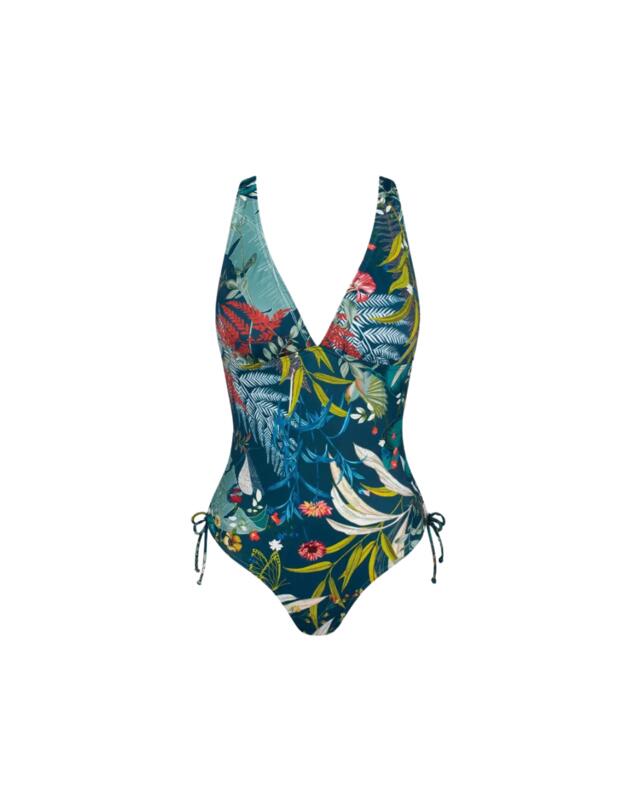 Triumph Botanical Leaf Swimsuit Blue- Dark Combination