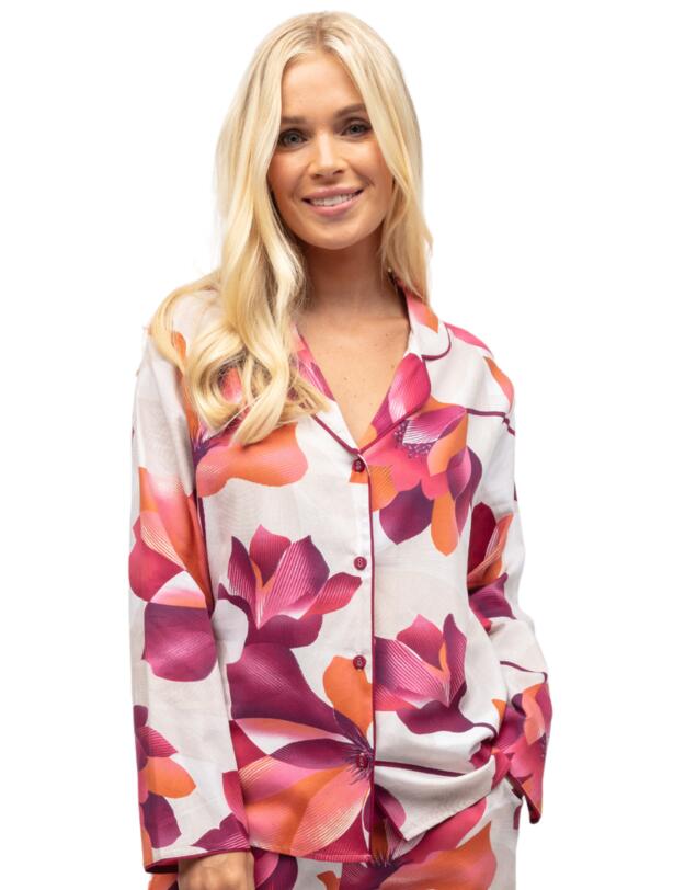 Cyberjammies Aliyah Pyjama Top Cream Floral Print