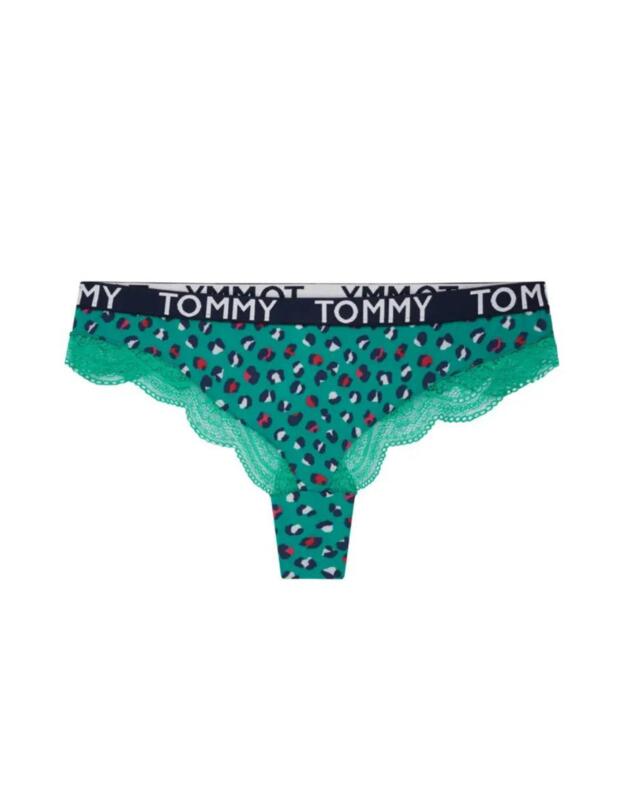 Tommy Hilfiger Lace Print Brazilian Brief Small Leopard Emerald
