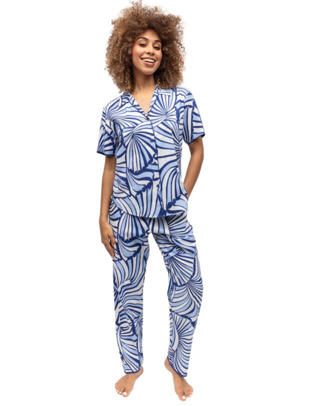 Cyberjammies Madeline Pyjama Top Dark Blue Shell Geo Print