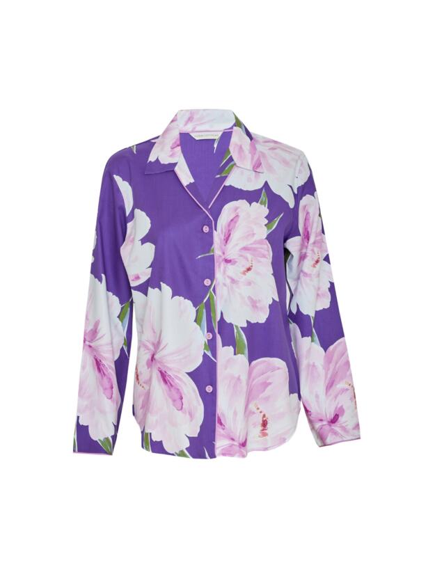 Cyberjammies Valentina Pyjama Top Purple Floral Print 