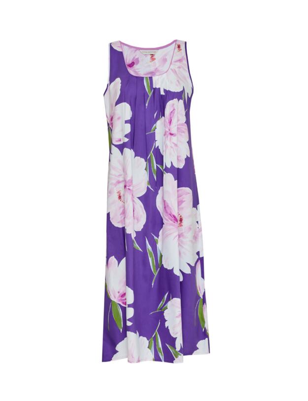 Cyberjammies Valentina Long Nightdress Purple Floral Print 