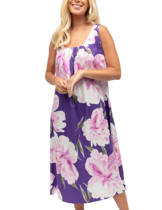 Cyberjammies Valentina Long Nightdress Purple Floral Print 