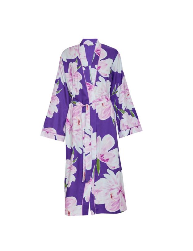 Cyberjammies Valentina Long Dressing Gown Purple Floral Print