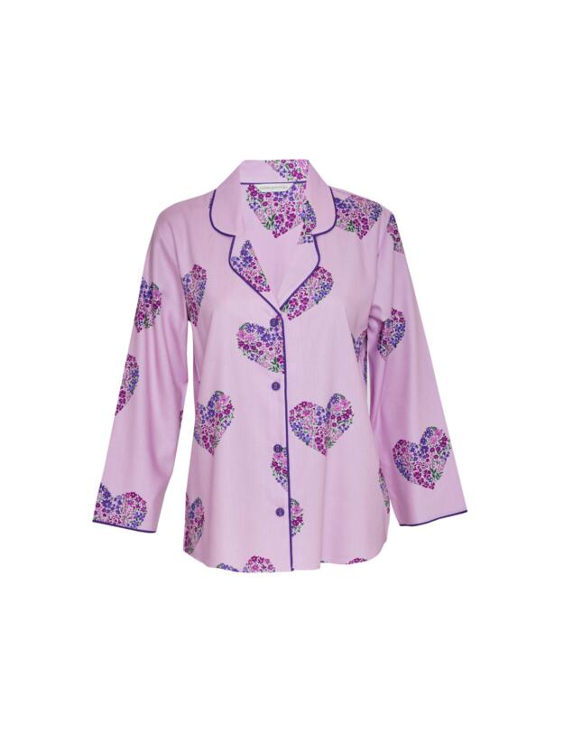 Cyberjammies Valentina Pyjama Top Pink Heart Print 