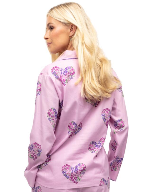 Cyberjammies Valentina Pyjama Top Pink Heart Print 