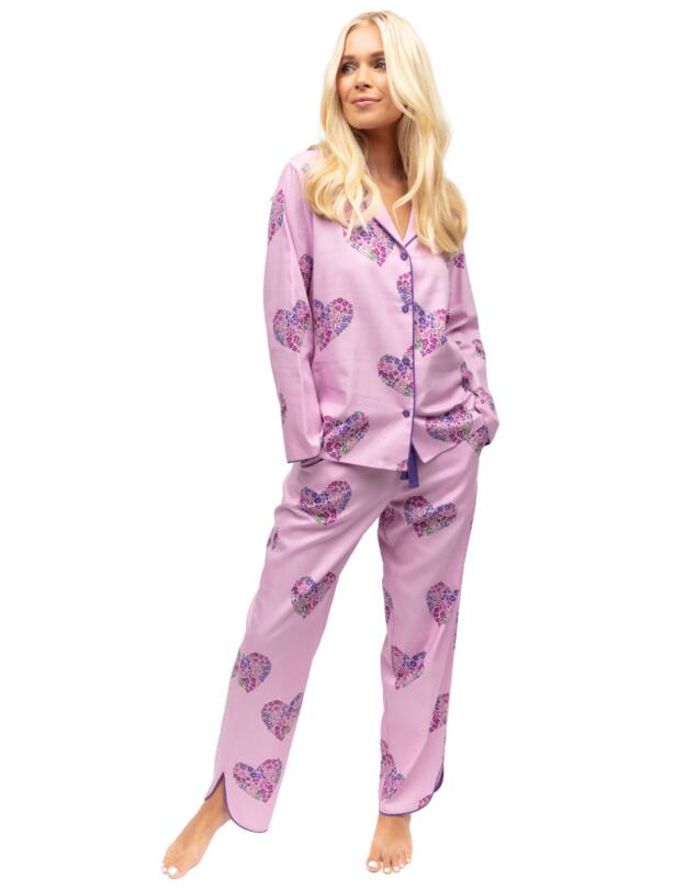 Cyberjammies Valentina Pyjama Top Pink Heart Print 