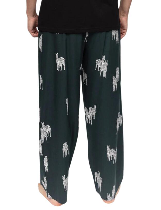 Cyberjammies Blake Pyjama Bottoms Dark Green Zebra Print