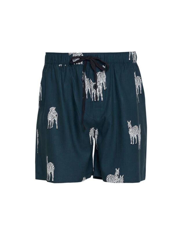 Cyberjammies Blake Shorts Dark Green Zebra Print