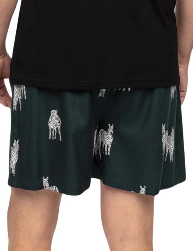 Cyberjammies Blake Shorts Dark Green Zebra Print
