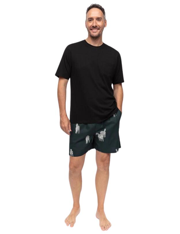 Cyberjammies Blake Shorts Dark Green Zebra Print