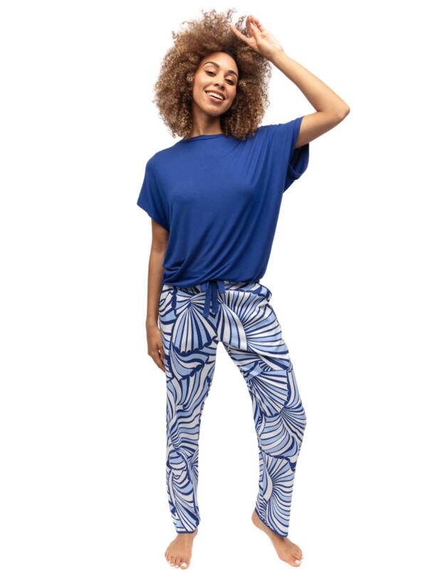 Cyberjammies Madeline Pyjama Top Dark Blue Shell Geo Print