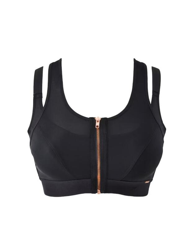 Figleaves Curve Zip Sports Bra Black/Rose Gold