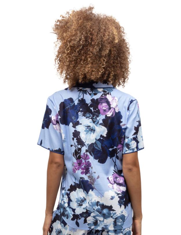 Cyberjammies Madeline Pyjama Top Light Blue Floral Print