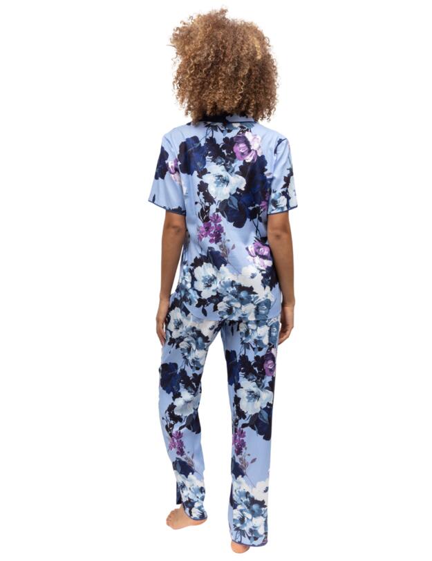 Cyberjammies Madeline Pyjama Top Light Blue Floral Print