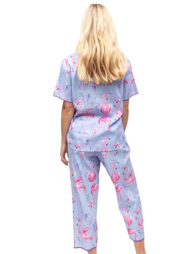 Cyberjammies Zoey Pyjama Top Blue Flamingo Print