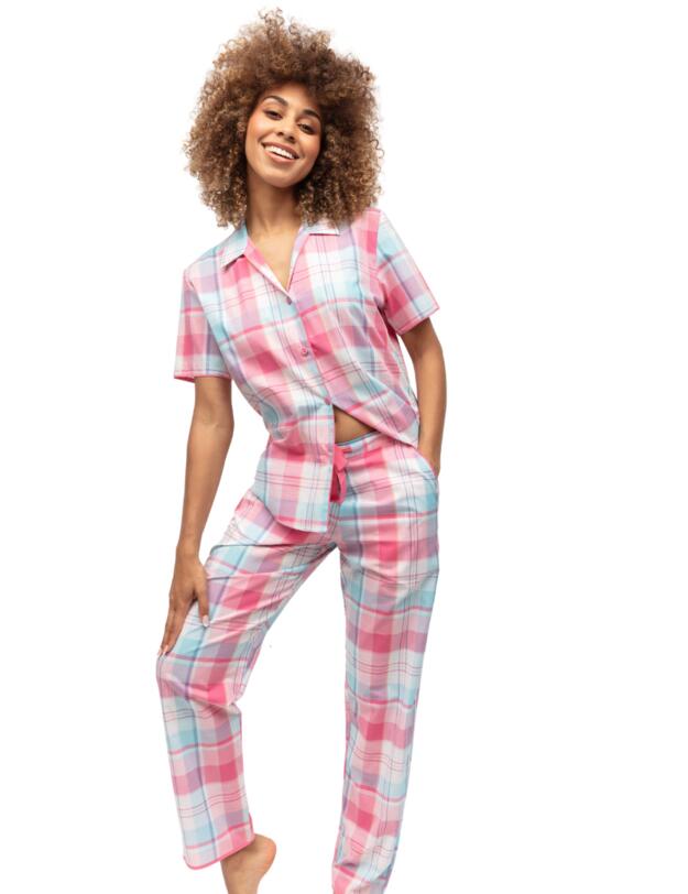 Cyberjammies Shelly Pyjama Top Pink Check