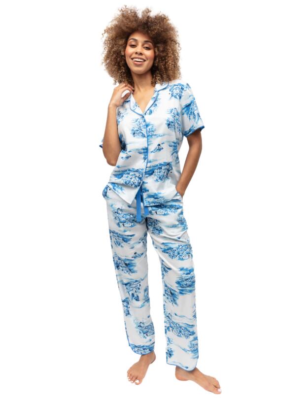 Cyberjammies Donna Pyjama Bottoms White Santorini Print