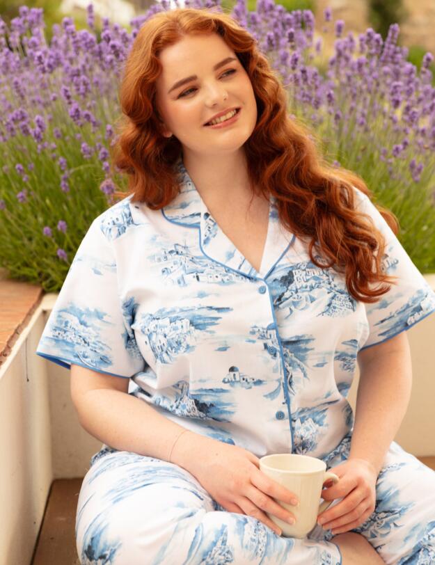 Cyberjammies Donna Pyjama Bottoms White Santorini Print