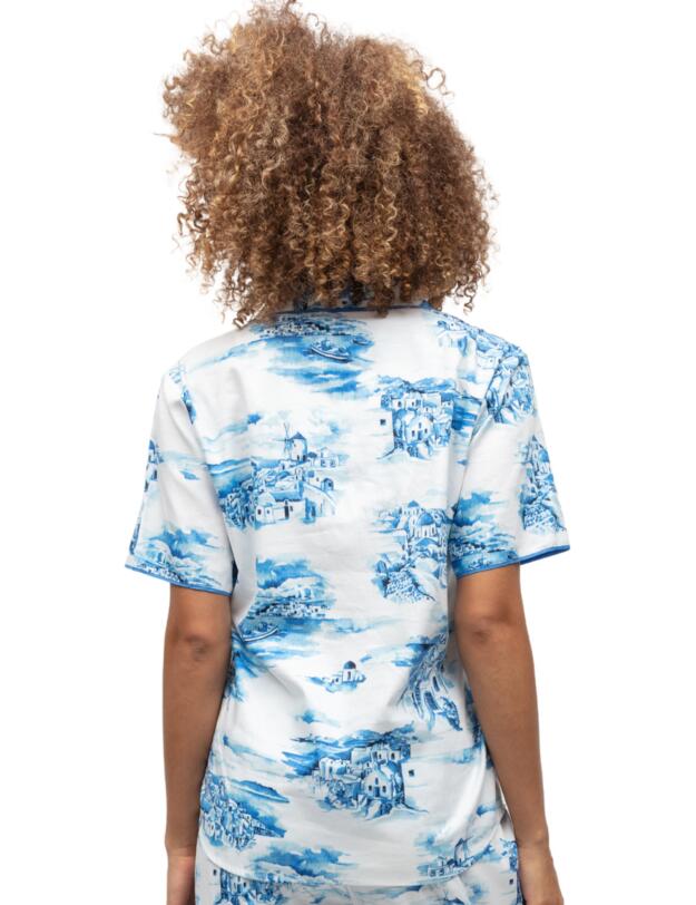 Cyberjammies Donna Pyjama Top White Santorini Print