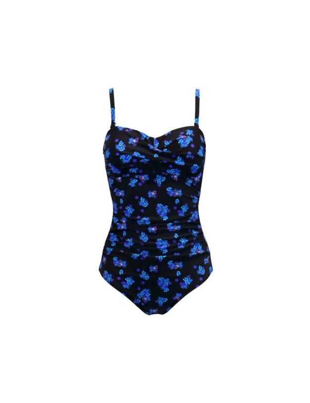 Pour Moi Free Spirit Strapless Tummy Control Swimsuit Black Ditsy