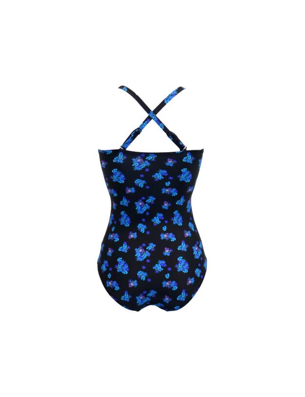 Pour Moi Free Spirit Strapless Tummy Control Swimsuit Black Ditsy