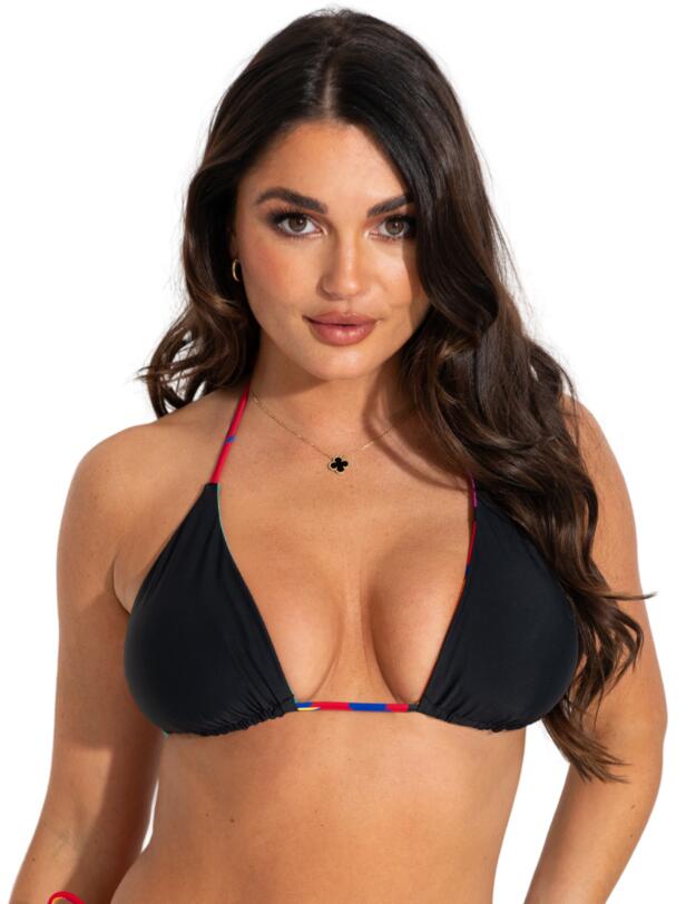 Pour Moi Maya Bay Reversible Non Wired Halter Triangle Bikini Top Multi 