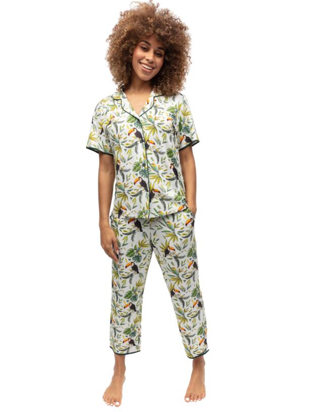 Cyberjammies Gabrielle Pyjama Top White Toucan Print